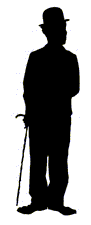Een portret van Charlie Chaplin, in de vorm van een silhouet